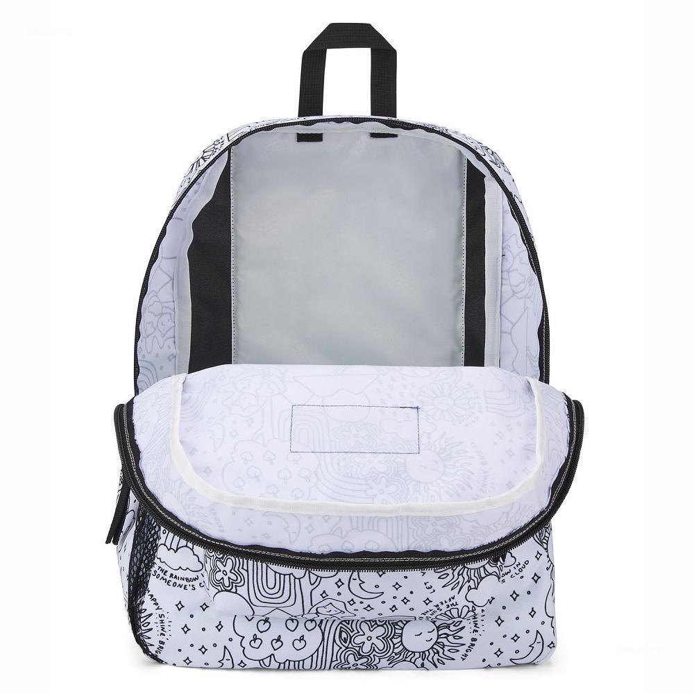 Sac à Dos Scolaire JanSport CROSS TOWN Blanche Noir | USF-48008096